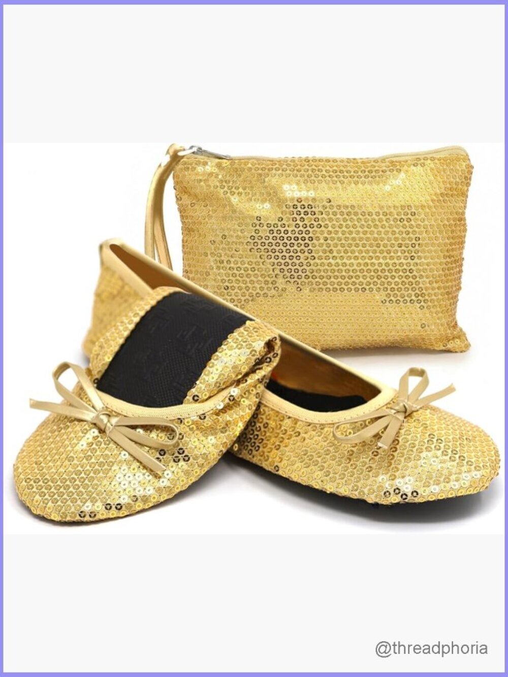 Foldable Sequin Ballet Flats for Weddings Parties Events Comfort Travel Shoes